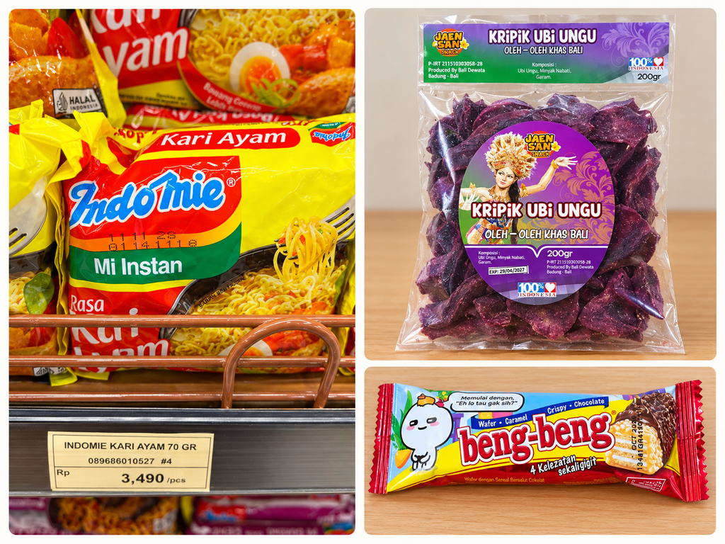 サヌールで見つけたインドネシアのお菓子やインスタント麺